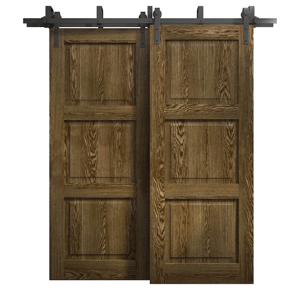 Sartodoors Sliding Closet Barn Bypass Doors 84 x 84 inches, Ego 5010 Marble Oak, Modern 8ft Rails Hardware Se EGO5010BBB-DMR-8484 - main