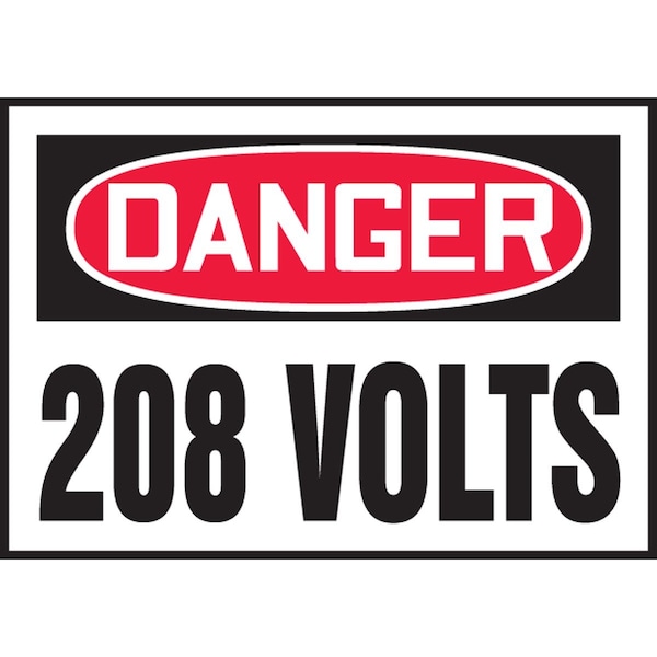 Accuform OSHA DANGER SAFETY LABEL 208 VOLTS LELC155XVE - main