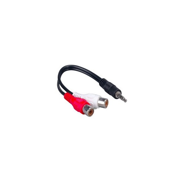 Cable Wholesale 3.5mm Stereo to Dual RCA Audio Adapter Cable, 3.5mm Male to Dual RCA Female (Red/White), 6 inch 30S1-01361 - main