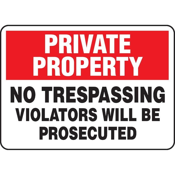 Accuform Private Property Sign, 7 in H, 10 in W, Plastic, Rectangle, English, MATR960VP MATR960VP - main