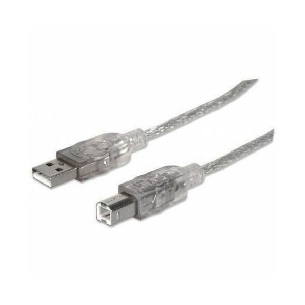 Manhattan Hi-Speed USB 2.0 A Male to B Male Device Cable, 6', Translucent Silver 333405 - main