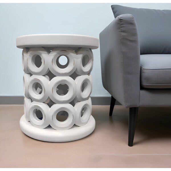 Homeroots 20" White Solid Wood Round End Table 554235 - main