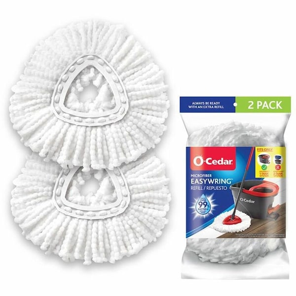O-Cedar EasyWring Spin Mop Refill, MicroFiber, White, 4PK 172385 - main
