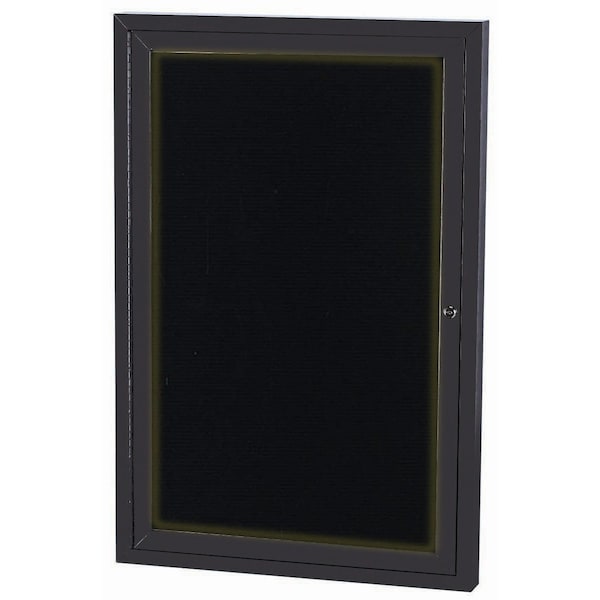 Aarco Illuminated Enclosed Letter Board Directory w/ Powder Coated Black Al Frame, 48''Hx36''W 1 Door ADC4836IBK - main