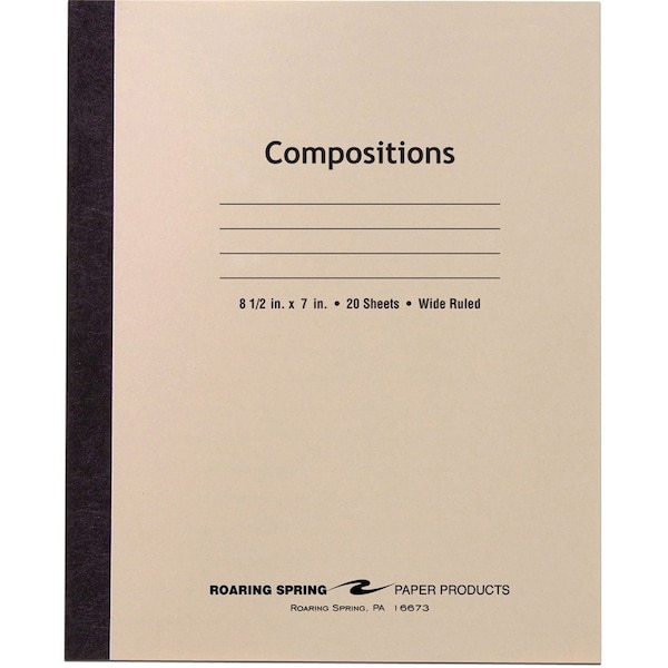 Roaring Spring Paper Products STITCHED COMPOSITION BOOK, WIDE RULE, 8-1/2 X 7, WE, 20 SHEETS/PAD 77340 - main