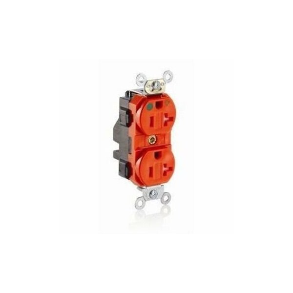 Leviton Straight Blade Receptacle, 5-20R, 20 A, 125V AC, 2 Pole, 3 Wire, Flush Mount, Isolated Ground MT830-IG - main