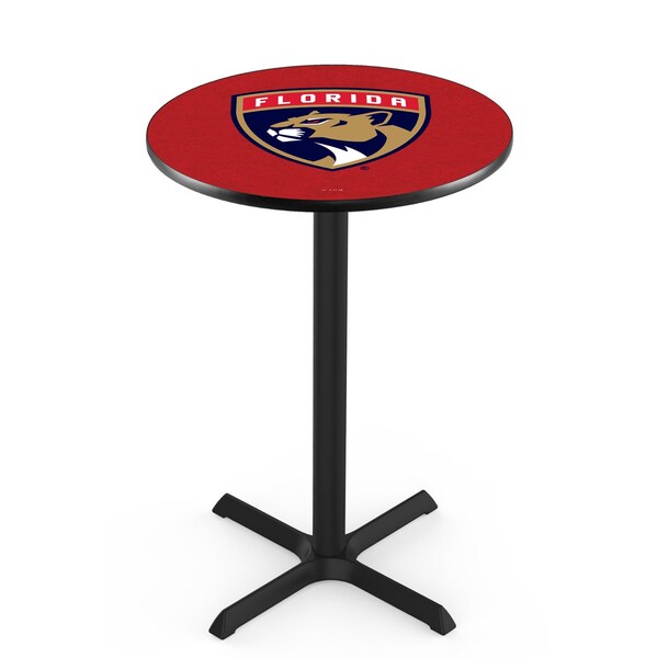 Holland Bar Stool Co 36" Blk Wrinkle Florida Panthers Pub Table, 36" dia. Top L211B3636FlaPan - main