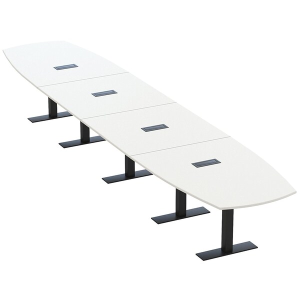 Skutchi Designs Arc Boat Conference Table With Power, 48 in W, 216 in L HAR-ABOT-48X216-T.BK-W960-EBLK - main
