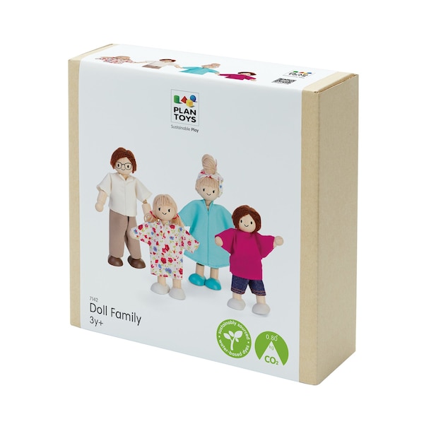 Plantoys Wooden Doll Family, Light Skin Tone & Brown Hair 7142 - main
