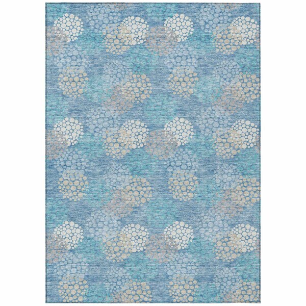 Homeroots 5' X 8' Sky Blue Gray And Ivory Polka Dot Washable Indoor Outdoor Area Rug 594281 - main