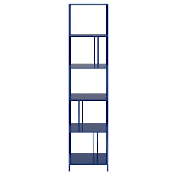 Homeroots 76" Blue Metal Five Tier Etagere Bookcase 527561 - main