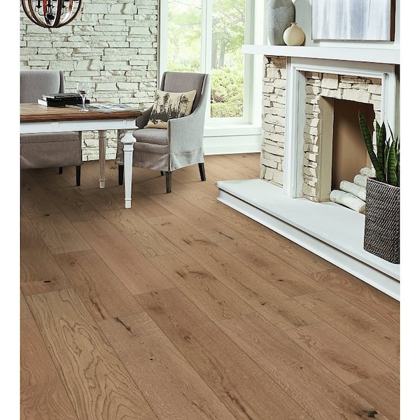 Healthier Choice Flooring Flooring Plank, 1-1/2 to 6 ft L, 6-1/2 in W, Micro Bevel Edge, White Oak, North Pier, 10PK HCE707A05 - main