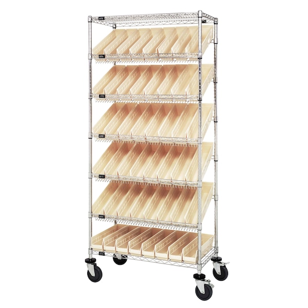 Quantum Storage Systems WIRE SHELVING UNIT W/48 IVORY BINS MOBILE MWRS-7-103IV - main