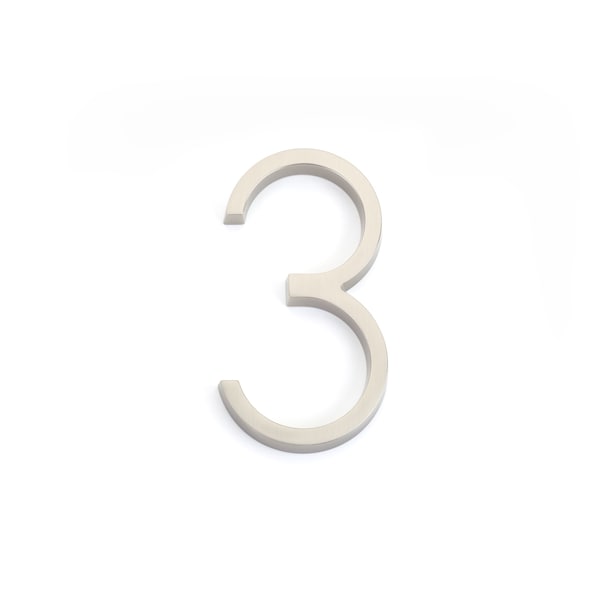 Emtek 7in Modern # 3 House Number Satin Nickel Finish 2833US15 - main