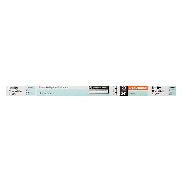 Sylvania Fluorescent Bulb, 20 W, T12 Lamp, Medium Lamp Base, 1044 Lumens, 4200 K Color Temp, Cool White Light 22015 - main