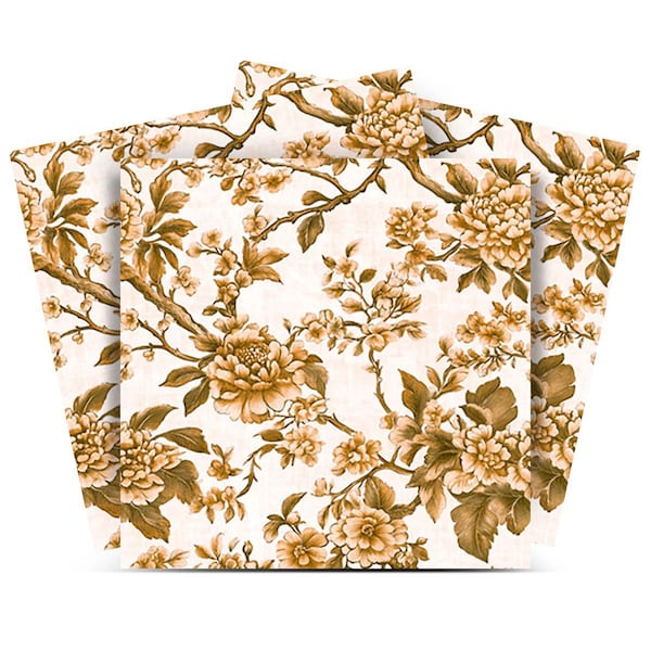 Homeroots 6" x 6" Gold And White Vinyl Arabesque Peel And Stick Removable Tiles 571302 - main