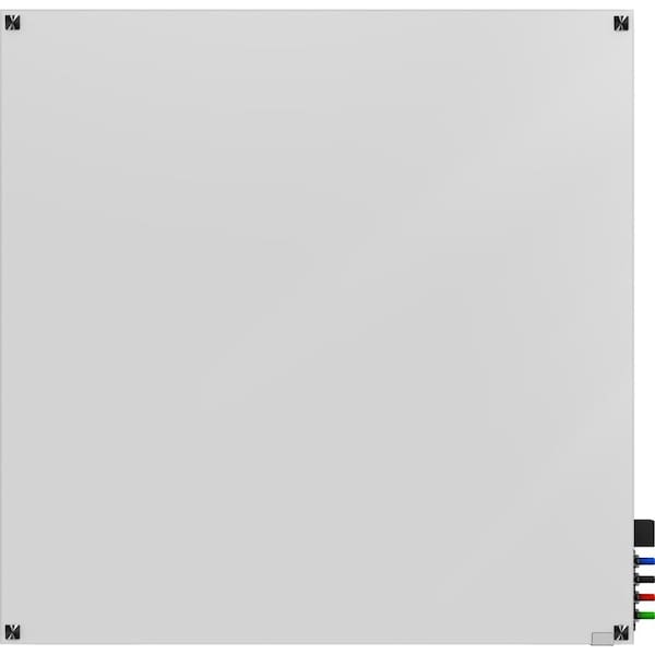 Ghent Dry Erase Board, Glass, 48 in, 48 in, No Frame Frame, White, Gloss HMYSN44WH - main