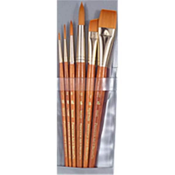 Princeton Artist Brush Co Real Value Short Handle Set, Synthetic Golden Taklon, 6PK 9153 - main