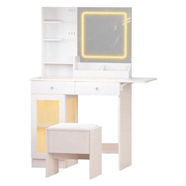 Homeroots 32" White Wood Lighted Two Drawer Dresser 714277 - main