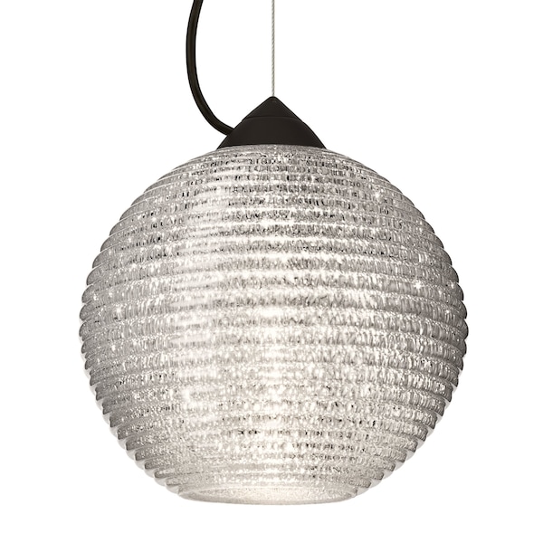 Besa Lighting Besa Kristall 8 Pendant, Glitter, Black Finish, 1x 9W LED 1KX-4616GL-LED-BK - main