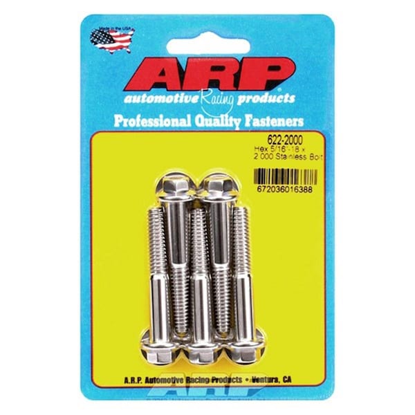 Arp 622-2000 0.31-18 x 2 in. Stainless Steel 6 Point Bolt Kit - Set of 5, 5PK ARP622-2000 - main