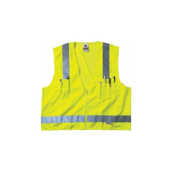 Ergodyne GloWear Safety Vest, 8250Z, Surveyors, Class 2, Type R, 7 Pockets, Reflective Tape, 2 Radio Mic, 6PK 150-21425 - main