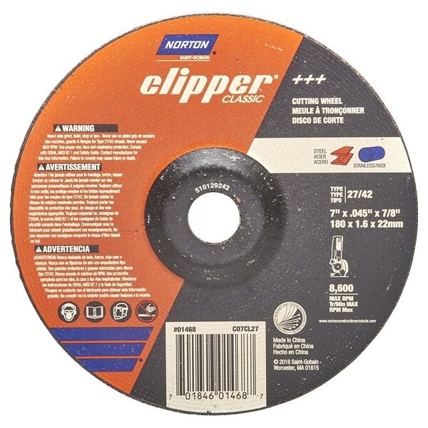 Saint-Gobain Abrasives CUT-OFF WHEEL AO 7/8X7 in. 70184601468 - main