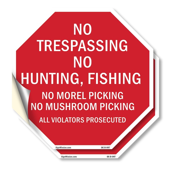 Signmission No Trespassing No Hunting, Fishing, 4 inch X 4 inch, Vinyl Decal, 2PK OC-D-2PACK-4-97 - main