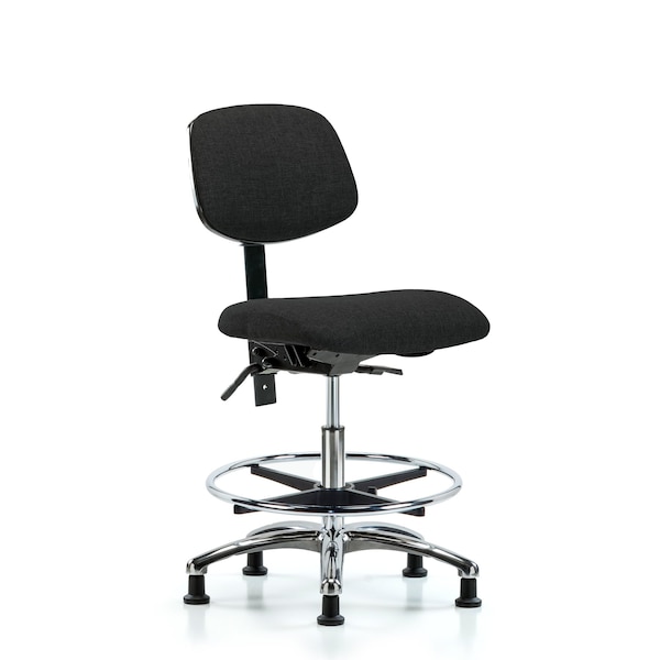Blue Ridge Ergonomics Medium Bench Chair Chair, Fab, Med Ben, Chr Tilt CF Glides, Blk, No Arms, 22" to 29" Height, Fabric BR-FMBCH-CR-T1-A0-CF-RG-F42 - main
