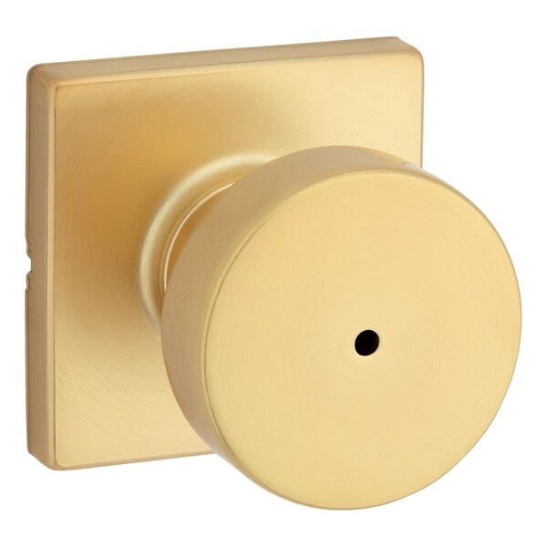 Kwikset Pismo Knob with Square Rose Privacy Lock with 6AL Latch and RCS Strike Satin Brass Finish 730PSKSQT-4 - main
