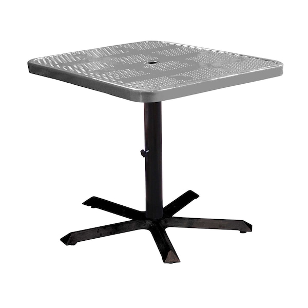 Leisure Craft 36" Square Perforated Pedestal Table, Portable, 30"H, Gray SQ36TAB30-GRAY - main