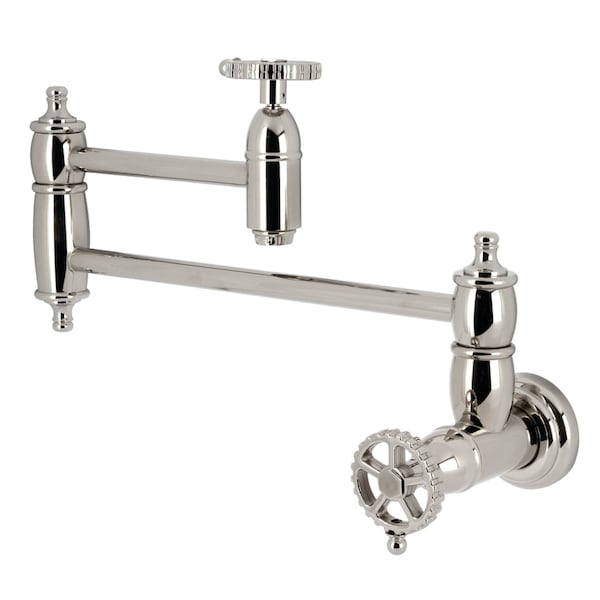 Kingston Brass Wall Mount Pot Filler Faucet, Polished Nickel KS3106CG - main