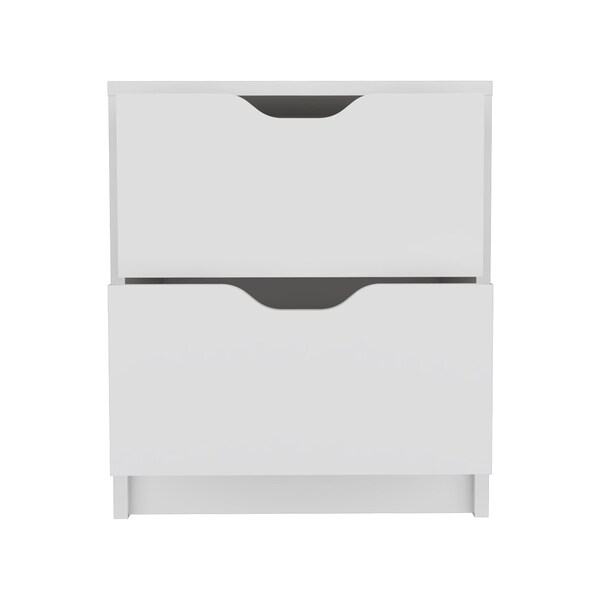 Homeroots 19" White Wood Two Drawer Nightstand 543690 - main