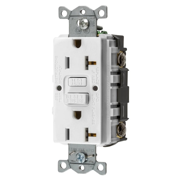 Hubbell Wiring Hubbell 20A GFCI Receptacle, Self-Test, 125V 2P3W - White GFRST20W - main