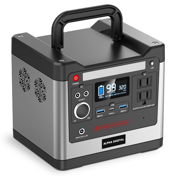 Alpha Digital 320W Power Station- 298Wh/93120mAh, Emergency Battery - Gray MT-CN320 - main