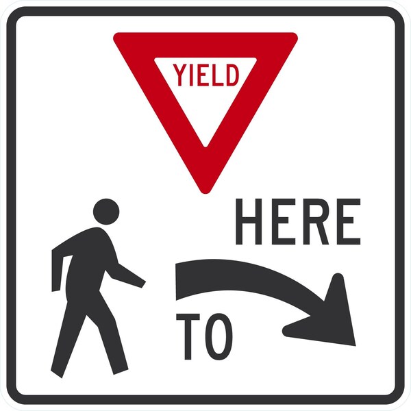 Lyle Yield Here To Pedestrians (Right Arrow) (Ped Symbol), 24x24, Engineer Grade, White G-13622-EG_24x24 - main