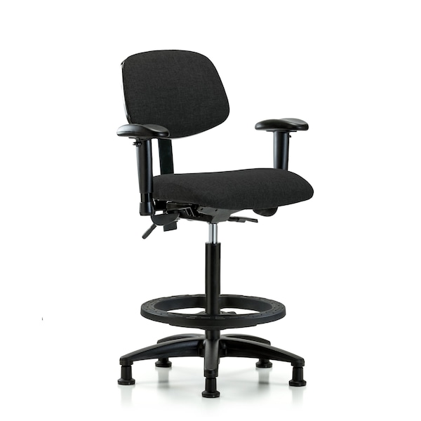Blue Ridge Ergonomics Chair, Fabric, Hi Bench, AA BF Glides, Blk, 6-Way Adjustable, 26" to 35-1/2" Height, Black BR-FHBCH-RG-T0-A1-BF-RG-F42 - main