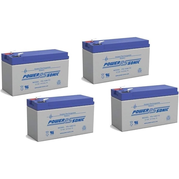 Power-Sonic PS-1290F2 12V 9Ah F2 AGM Rechargeable Batteries, 4PK PS-1290 F2 - main