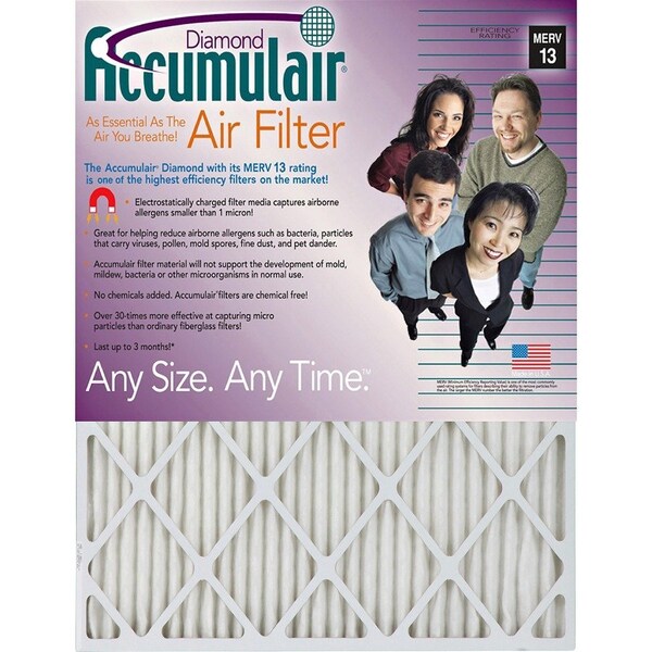 Accumulair 16x30x1 Pleated Air Filter, MERV 11, 1.0 Micron, 4 PK FD16X30_4 - main