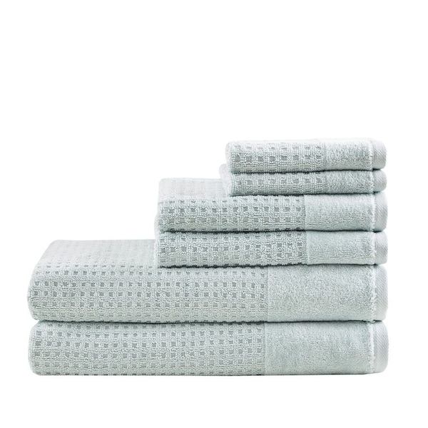 Homeroots Set of Six Sea Green Cotton Honeycomb Waffle Towel Set, 6PK 662349 - main