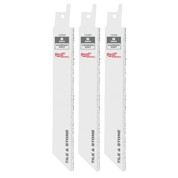 Milwaukee Tool 6" Carbide Grit SAWZALL Blade (3 Pk) 48-00-1420 - main