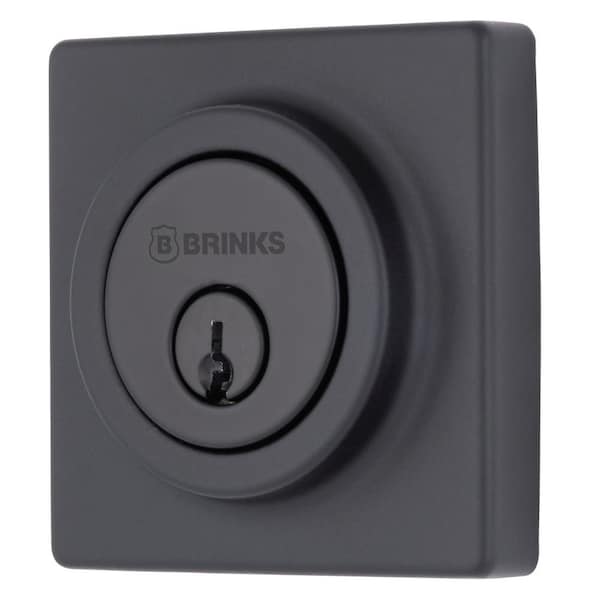 Brinks Mendocino Series Contemporary Square Single Cylinder Deadbolt Matte Black Finish E2402-122 - main
