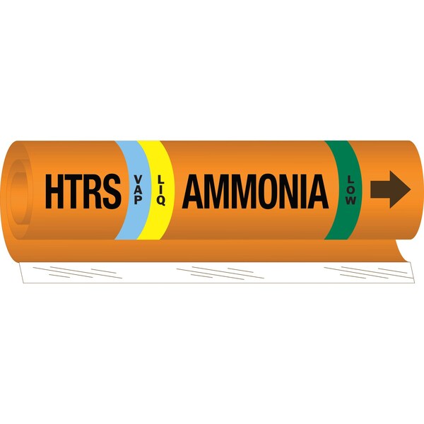 Brady HTRS LIQVAP AMMONIA LOW Pipe Marker, 9in H x 8in W, Fits Pipes 1.5in Dia. Thru 2.375in Dia. 145785 - main