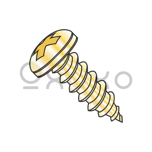 Oxoxo 4-24X1/2 Phillips Pan Self Tapping Screw Type A B Fully Threaded Zinc Yellow and Bake, 10000PK 386711 - main