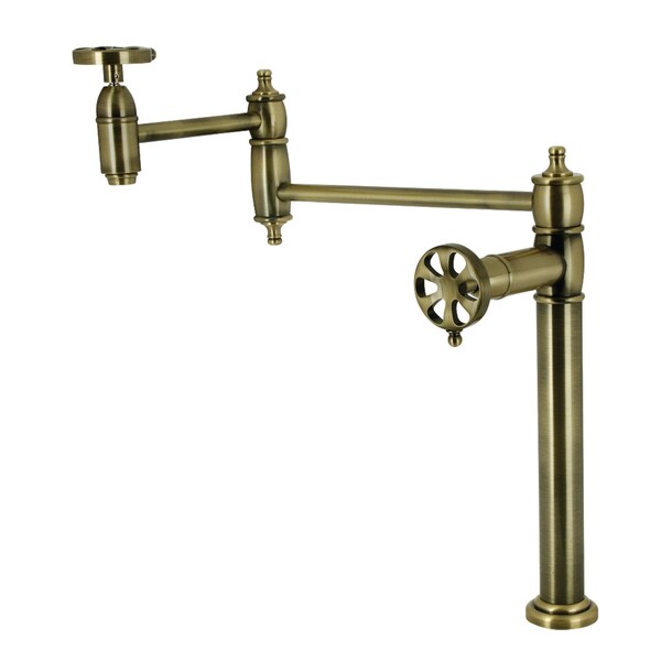 Kingston Brass Deck Mount Pot Filler Faucet, Antique Brass KS3703RX - main