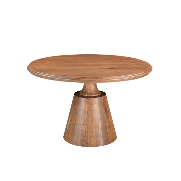 Homeroots 48" Natural Wood Pedestal Base Round Top Dining Table 565244 - main