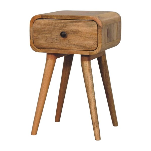 Homeroots 19" Oak Solid Wood Round One Drawer Nightstand 722588 - main