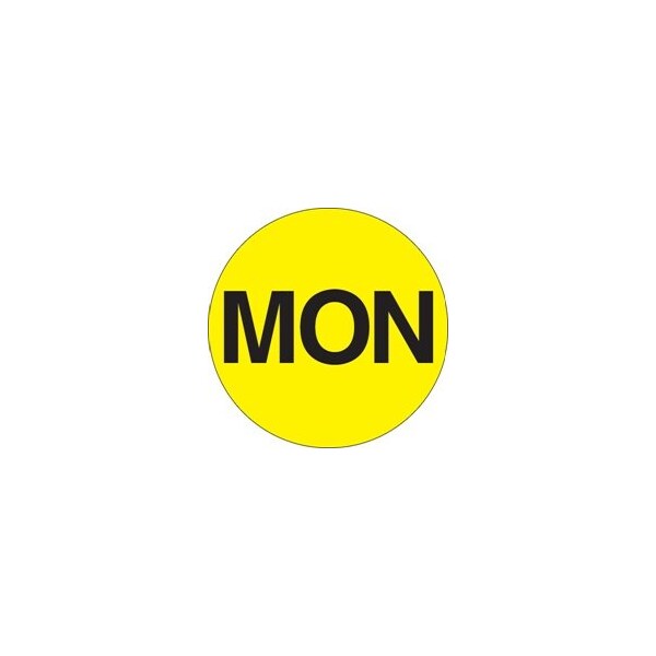 Bubblefast 2'' Circle - ''MON'' Fluorescent Yellow Days of the Week Labels BFDL6502 - main