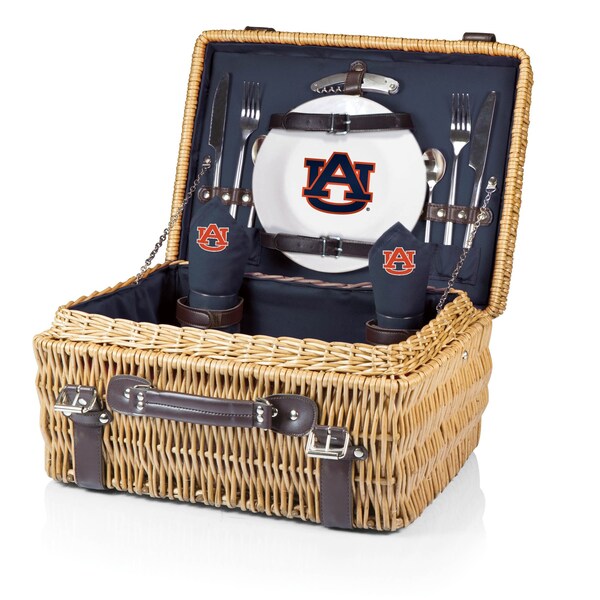 Picnic Time Family Of Brands NCAA Auburn Tigers Champion Picnic Basket for 2, Large Wicker Picnic Set 208-40-138-044-0 - main