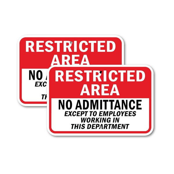 Signmission Restricted Area No Admittance Except To Employees Worki, 18'' X 24'', Heavy Gauge Aluminum, 2PK A-1824-2PACK-2731 - main